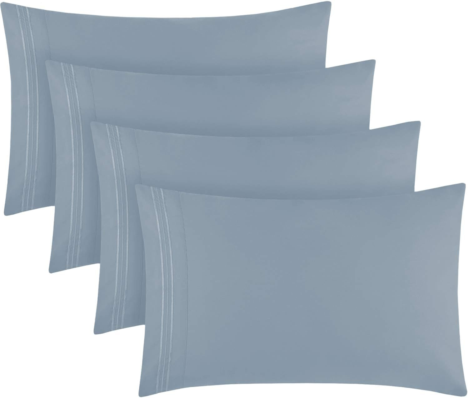 Mellanni Pillowcases 4 Pack, Envelope Closure, Microfiber, Standard / Queen 20"x30", Blue Hydrangea