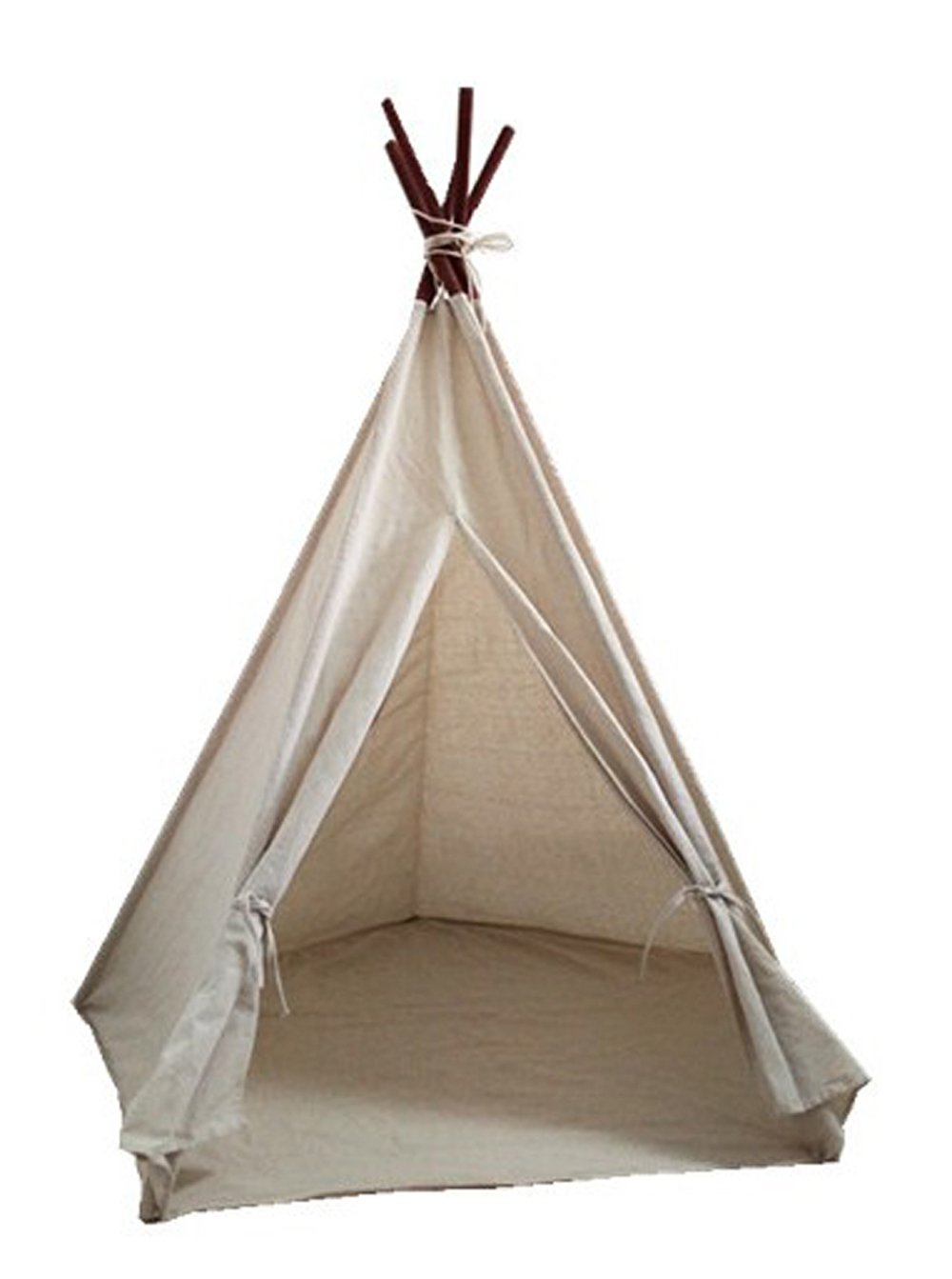 Miyaya Large Canvas Teepee Play Tent Indian Play Tent with Carry Case,5 Poles Design (White)