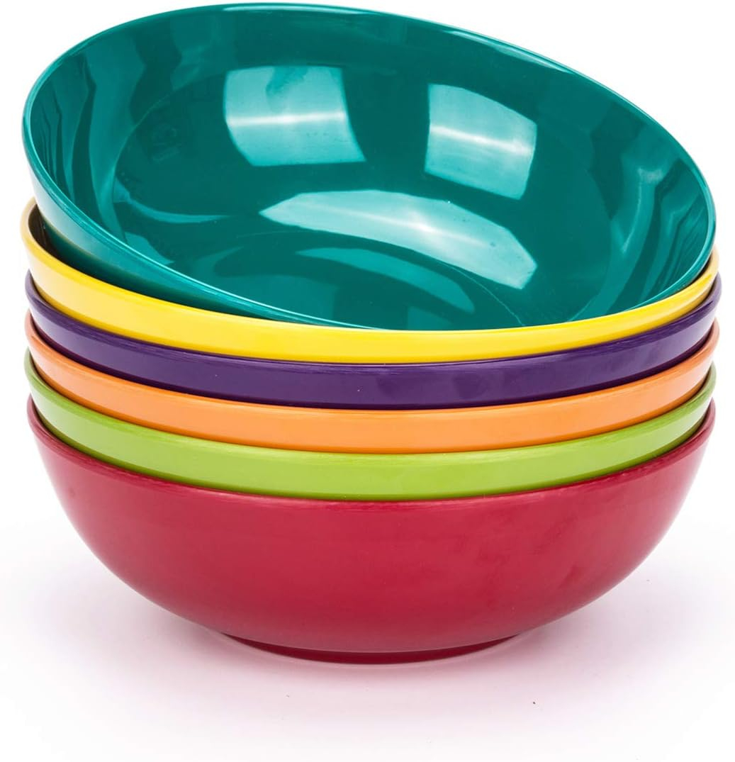 KX-Ware 7.5 inch Melamine Pasta and Salad Bowl, Set of 6 Multicolor