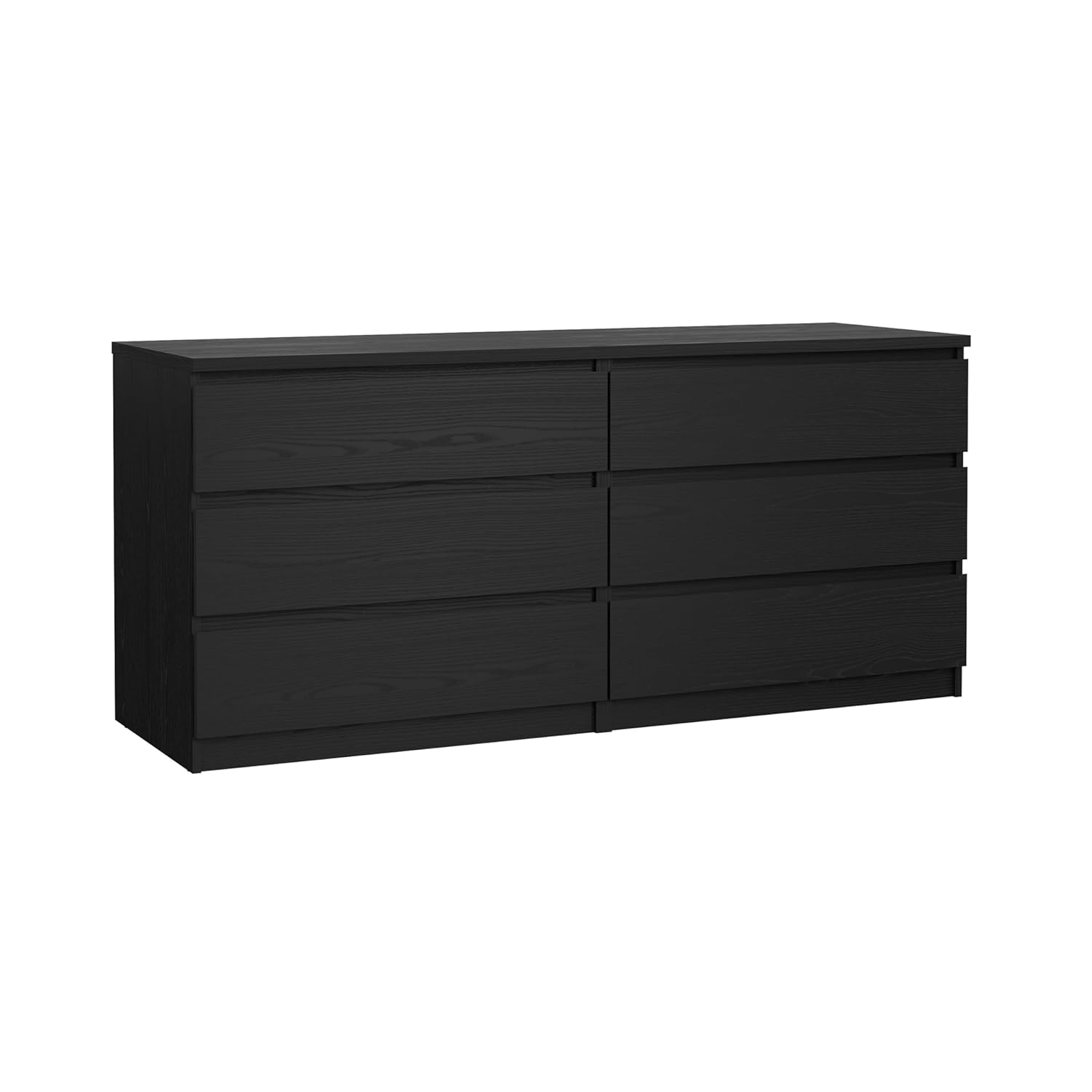 Tvilum Scottsdale 6 Drawer Double Dresser for Adults, Black Wood Grain
