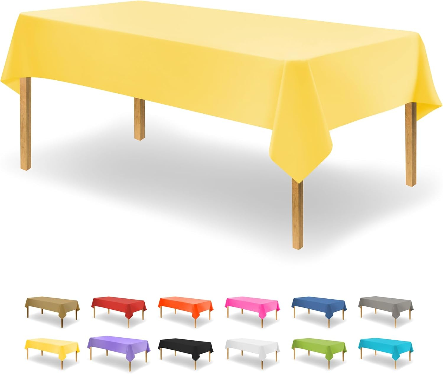Yellow Disposable Plastic Tablecloth for Rectangle Tables (12 Pack) Premium Decorative Table Cloth for Parties, Events & Weddings, Indoors & Outdoors, 54 x 108 inches, Plastic Table Cover