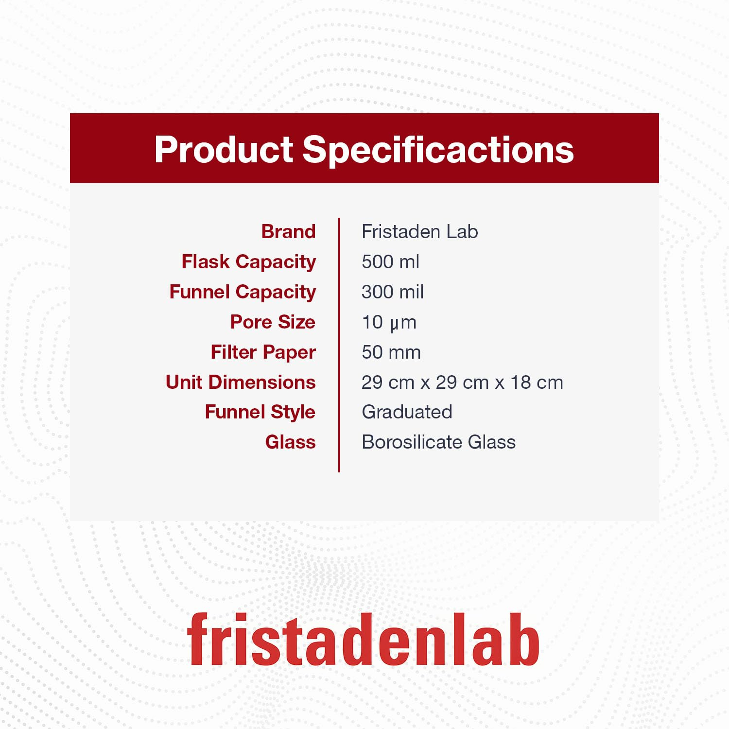 Fristaden Lab Vacuum Filtration Apparatus Kit | 500 mL Filtering Flask | 300 mL Glass Buchner Funnel | USA Company