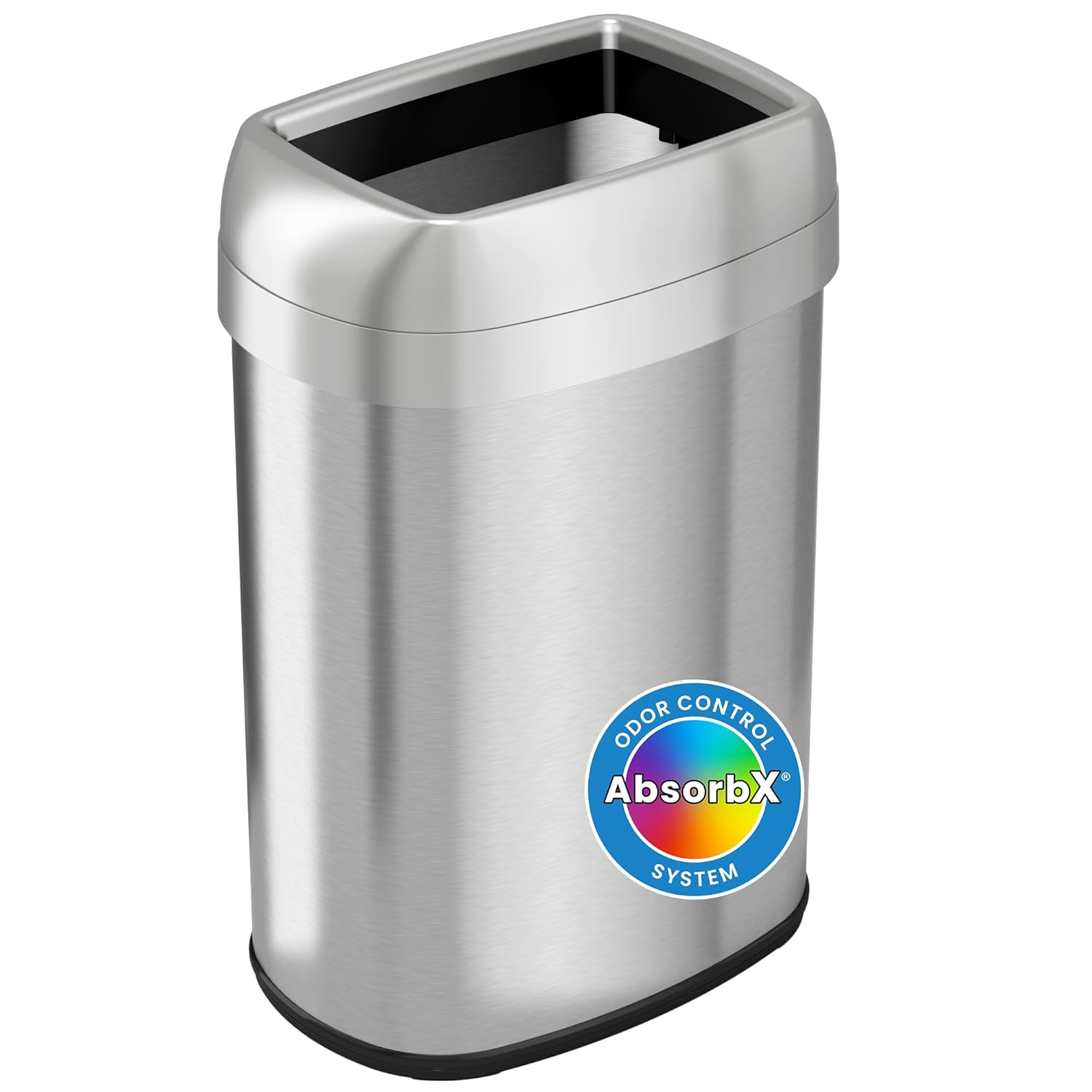 iTouchless  13 Gal Elliptical Open Top Stainless Steel Trash Cans with AbsorbX Odor Filters