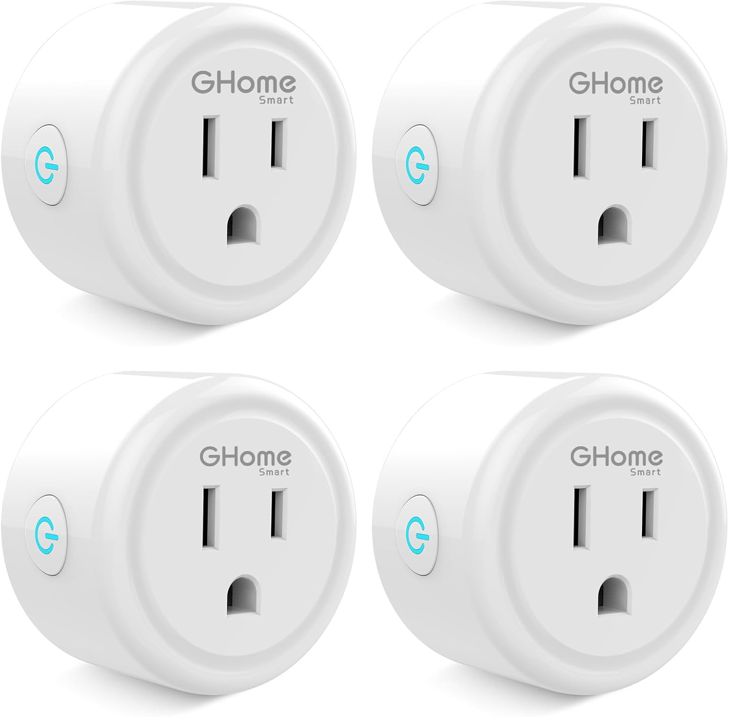 GHome Smart Mini Plug Compatible with Alexa and Google Home, WiFi Outlet Socket Remote Control with Timer Function, Only Supports 2.4GHz Network, No Hub Required, ETL FCC Listed (4 Pack), White