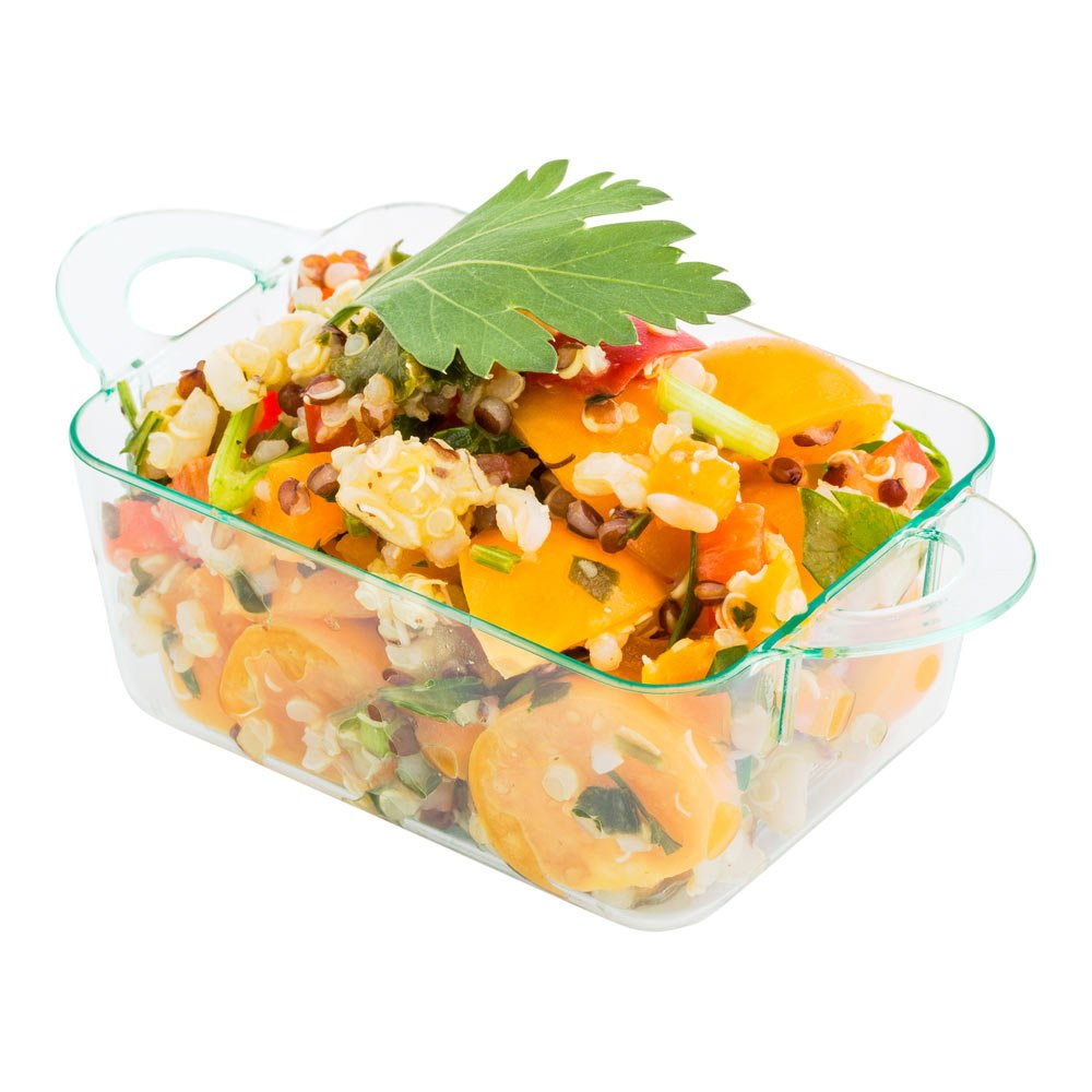 Restaurantware 3 Ounce Mini Serving Dishes 100 Disposable Mini Appetizer Dishes - Mimics The Look Of Cocottes Rectangle Seagreen Plastic Mini Casserole Dishes Serve Snacks Or Desserts