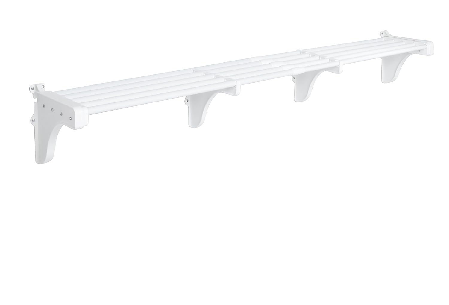 EZ Shelf-Expandable-Garage Shelf- -White- Easy to Install -Strong (up to 250 Lbs)- Wire Shelving Alternative –Wall Mounted Garage Shelf Organizer (White, 40.5" - 75")