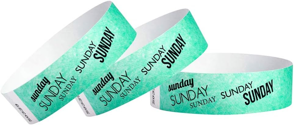 Aqua Tyvek Waterproof Tear-Resistant Event Wristbands, 500 Count