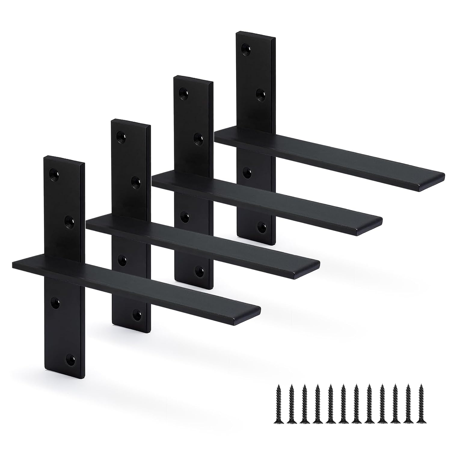 Floating Shelf Bracket 3/8" Thick Heavy Duty Shelf Brackets 4 Pack Free Hanging Countertop Support Bracket 8" Lx2.5 W Floating Wall Brackets for Cabinets, Granite, Dishwasher, Bench Seats Vanities