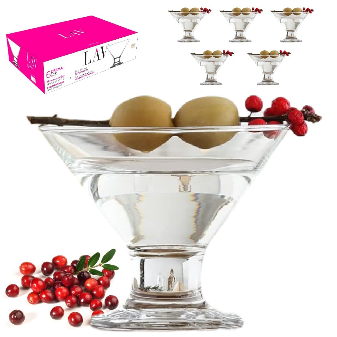 Lav Ice Cream Glass Bowl Set of 6, Clear Ice Cream Sundae Glasses, 5.5 oz