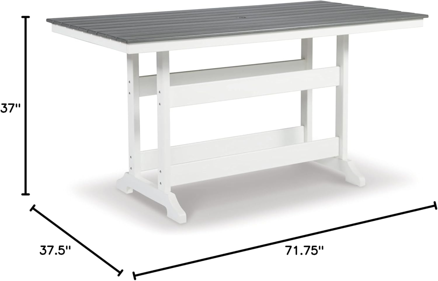 Ashley Furniture Transville Outdoor Plastic Dining Table in Gray and White