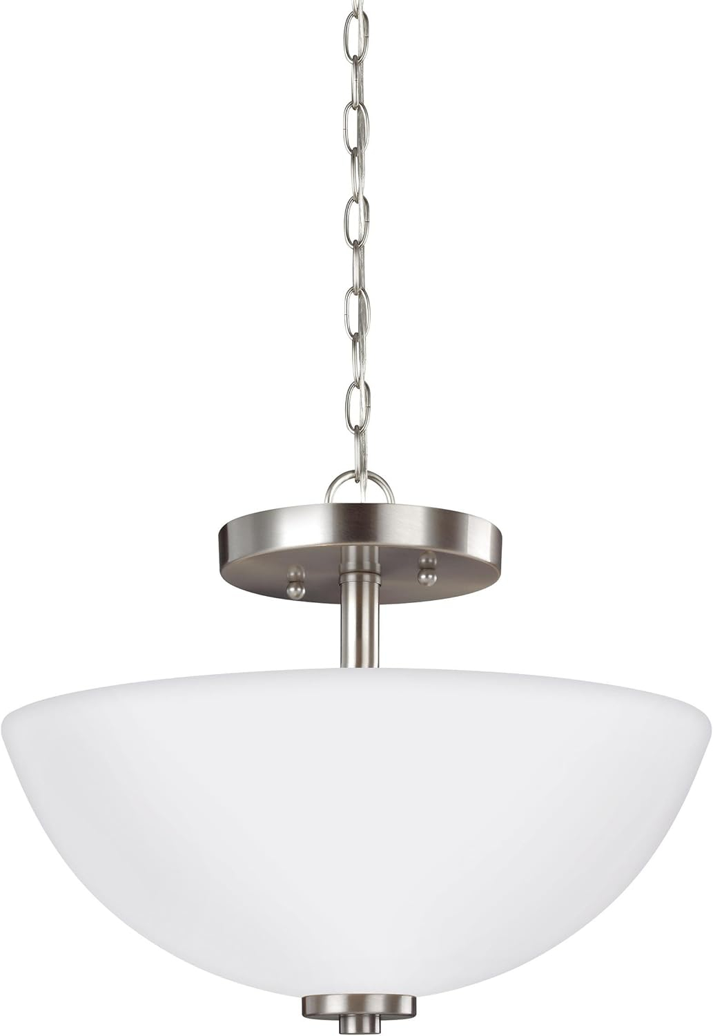 Elegant Brushed Nickel 2-Light LED Pendant with Etched Glass Shade