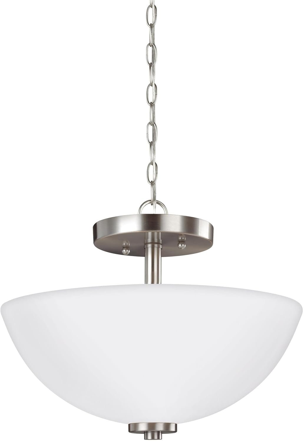 Elegant Brushed Nickel 2-Light LED Pendant with Etched Glass Shade