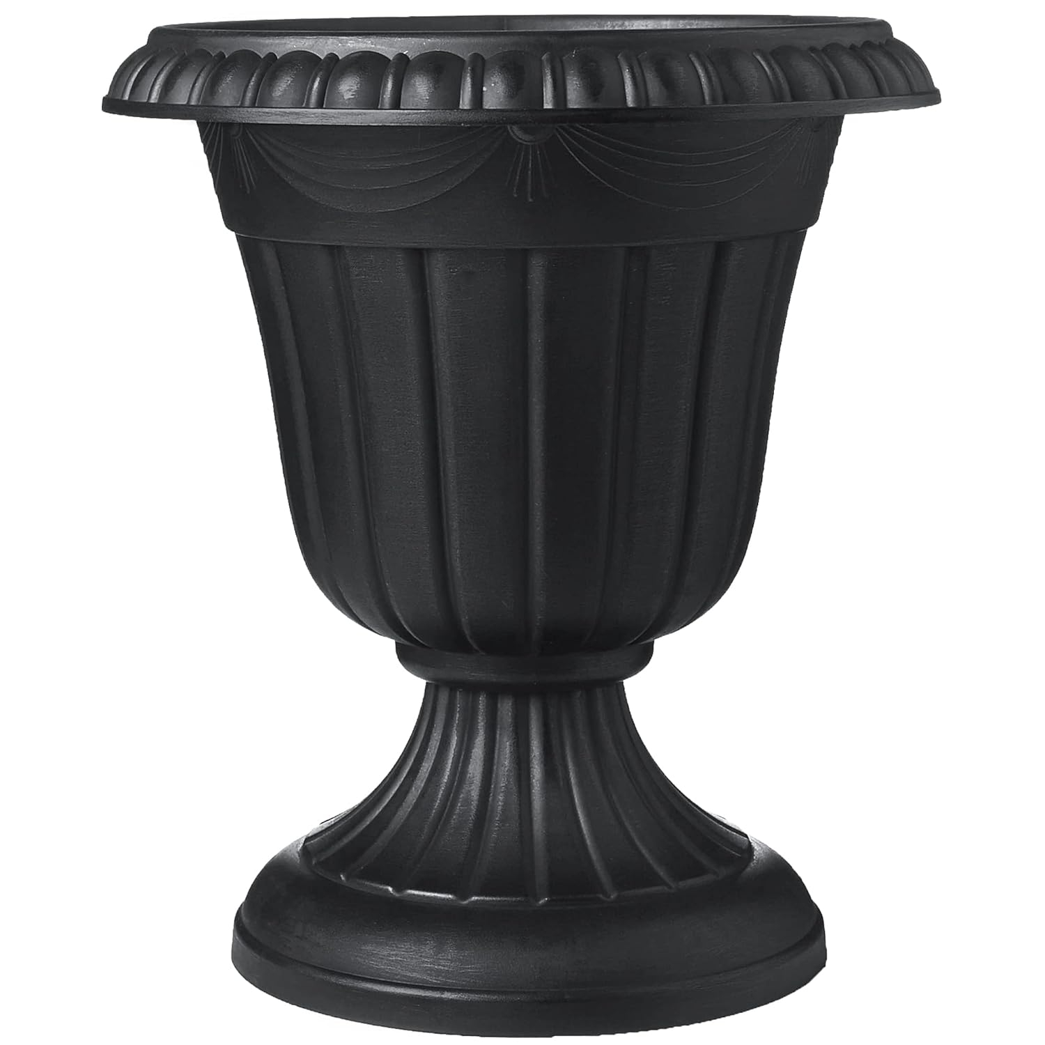 Arcadia Garden Products 16x18" Traditional Plastic Urn Planter, Black