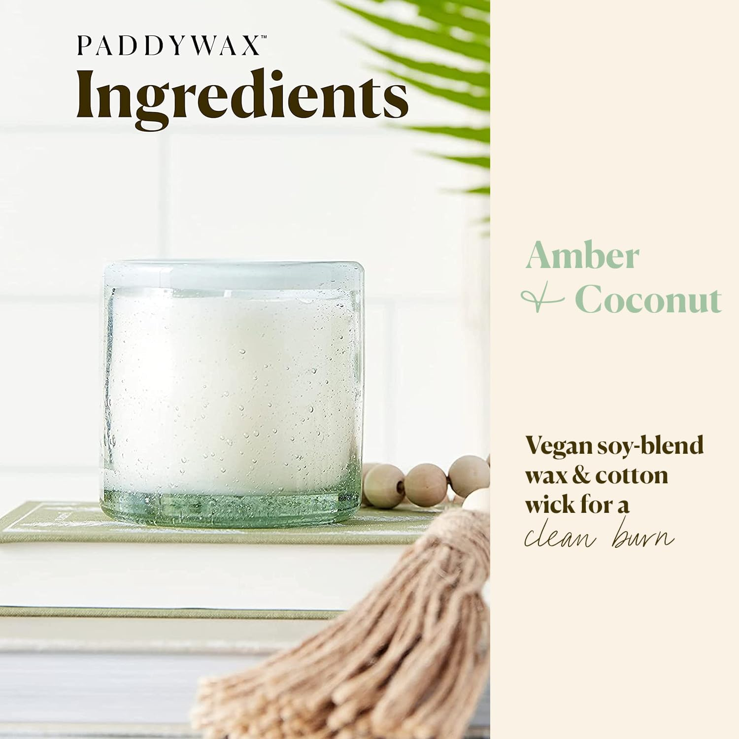 Paddywax Scented Candles Coastal La Playa Collection Artisan Candle in Hand-Blown Glass, 9 Ounces, Amber + Coconut