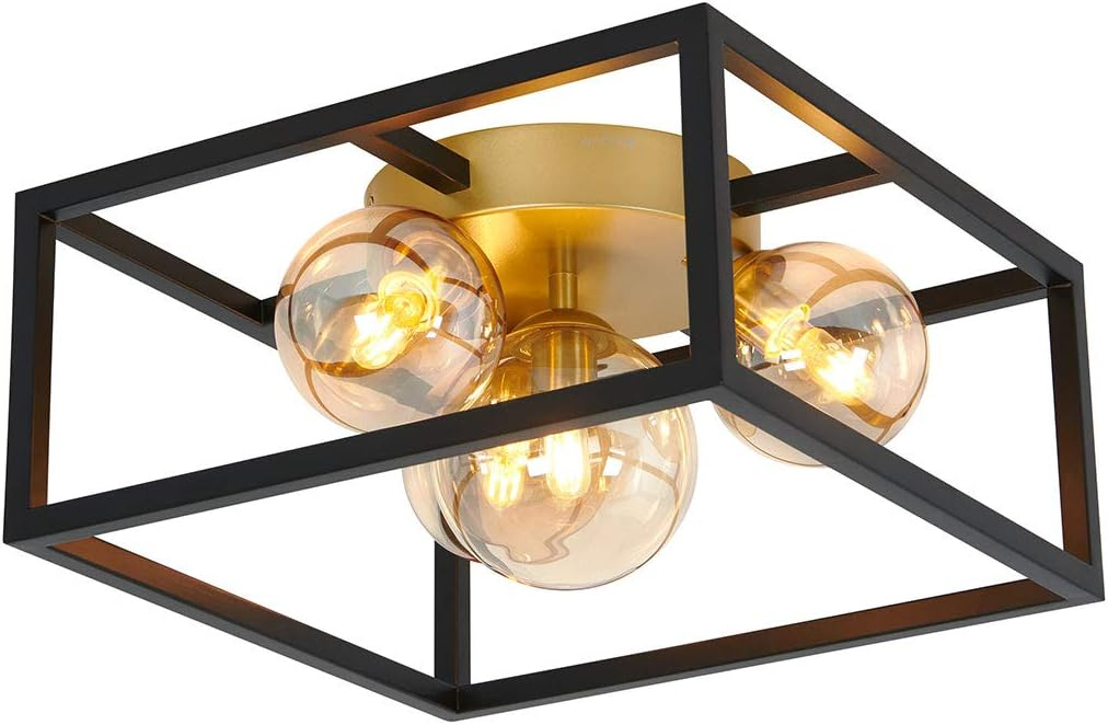 Artika Griffintown 1 Ceiling Light Geometric Flush Mount Black and Gold
