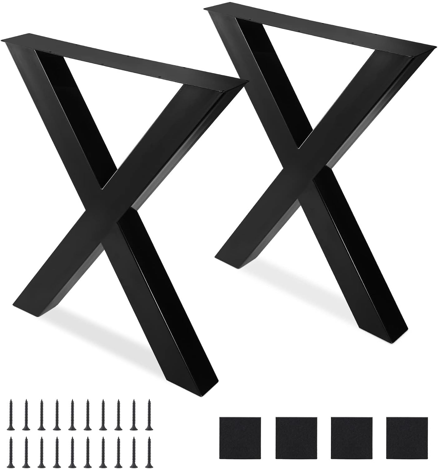 Black Steel X-Frame 28" Table Legs Set of 2