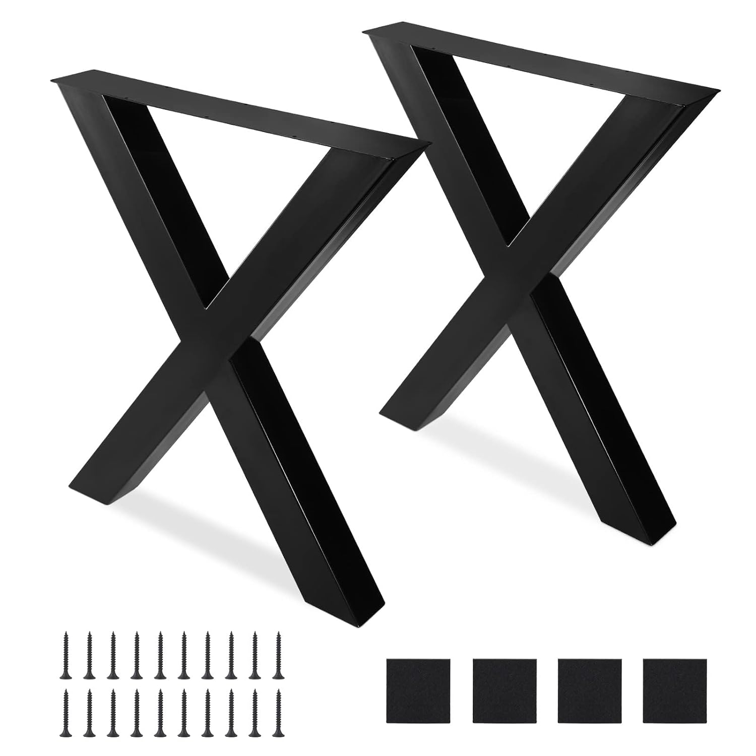 Black Steel X-Frame 28" Table Legs Set of 2
