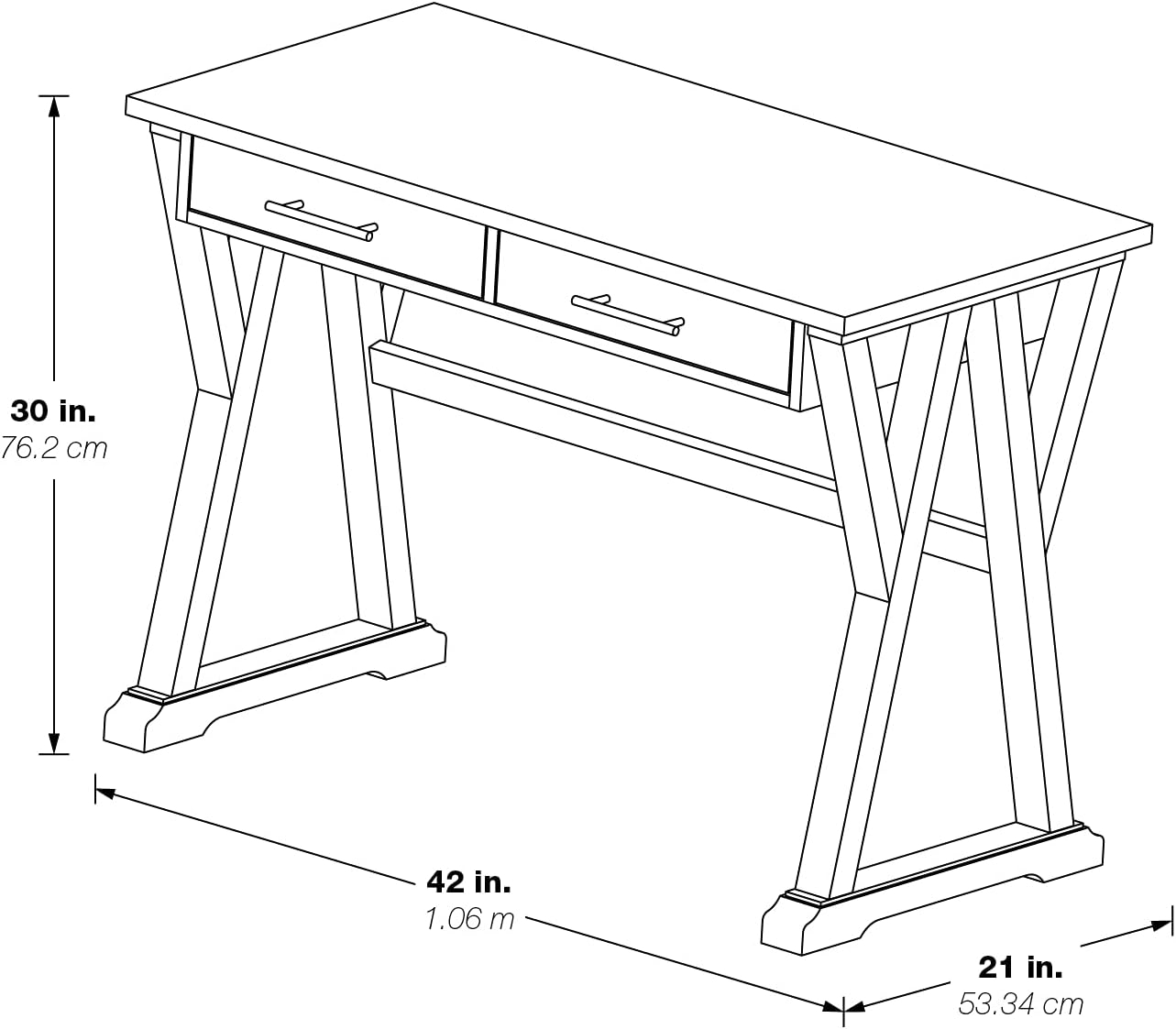 Jericho Rustic Writing Desk w/ Drawers  in Antique White in Engineered Wood