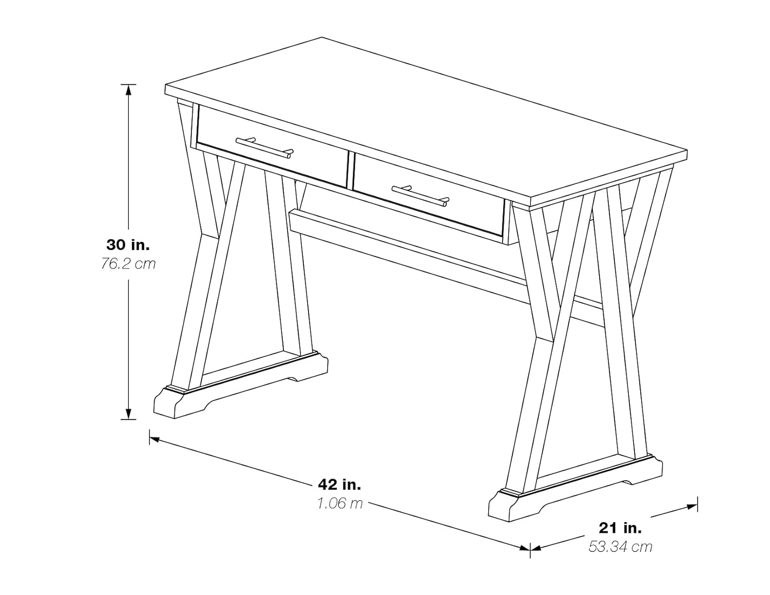 Jericho Rustic Writing Desk w/ Drawers in Slate Gray in Engineered Wood
