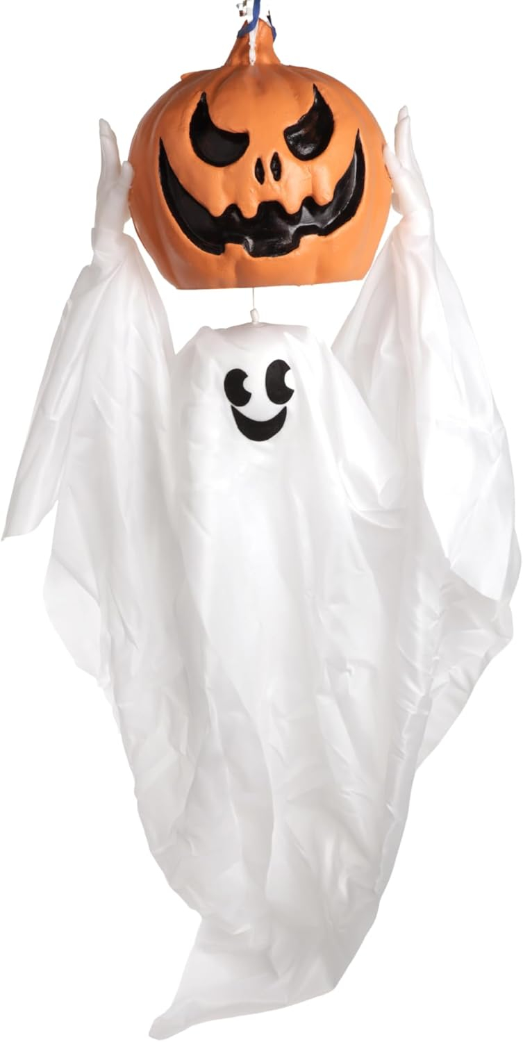 Sunstar 35-inch Ghost and Jack-O-Lantern Animated Hanging Decoration