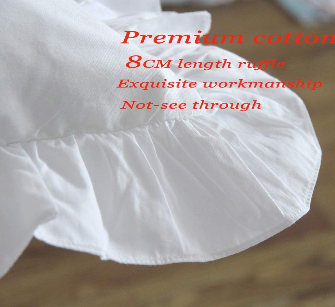 Lemfux Cotton Euro Shams with White Lace Ruffles, 26 x26 Inch, Set of 2,Rustic Farmhouse Lace Shabby Soft Breathable Bridal Pure White European, White Decorative Pillow Covers