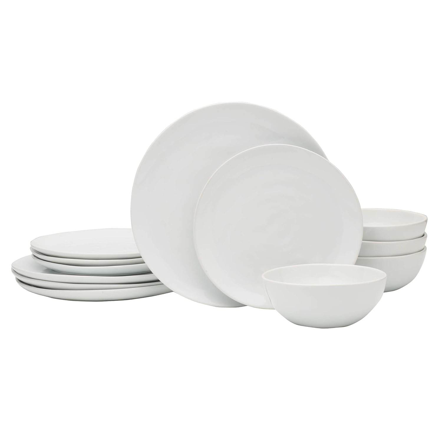 White Porcelain 12-Piece Dinnerware Set, Service for 4