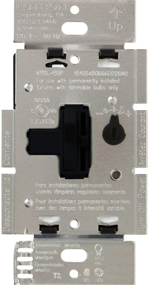 Black Smart Toggle Dimmer Switch for LED and Incandescent Bulbs