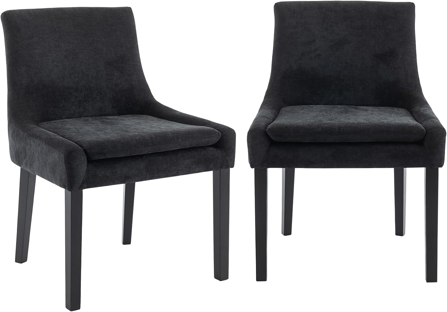 COLAMY Mid-Back Dining Chairs Set of 2 ,Upholstered Corduroy Accent Side Leisure Chairs - Black