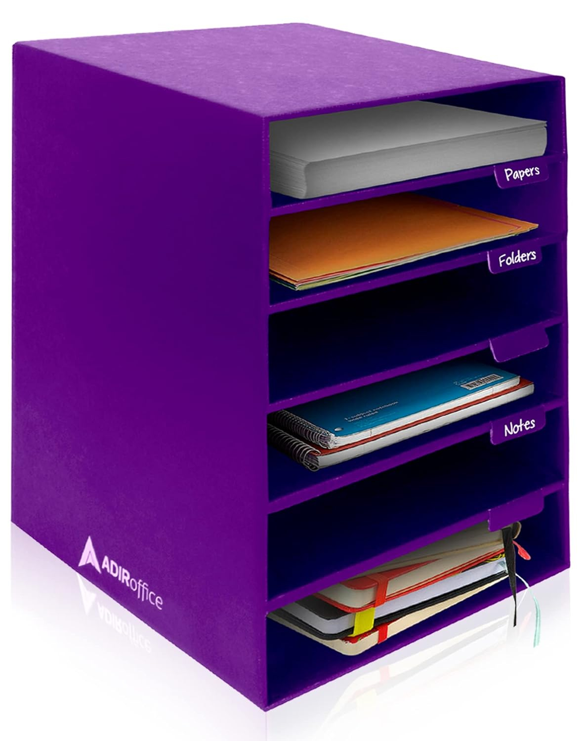 AdirOffice 6-Shelf Paper Organizer/Storage for Home, School, Classrooms, or Office, Purple
