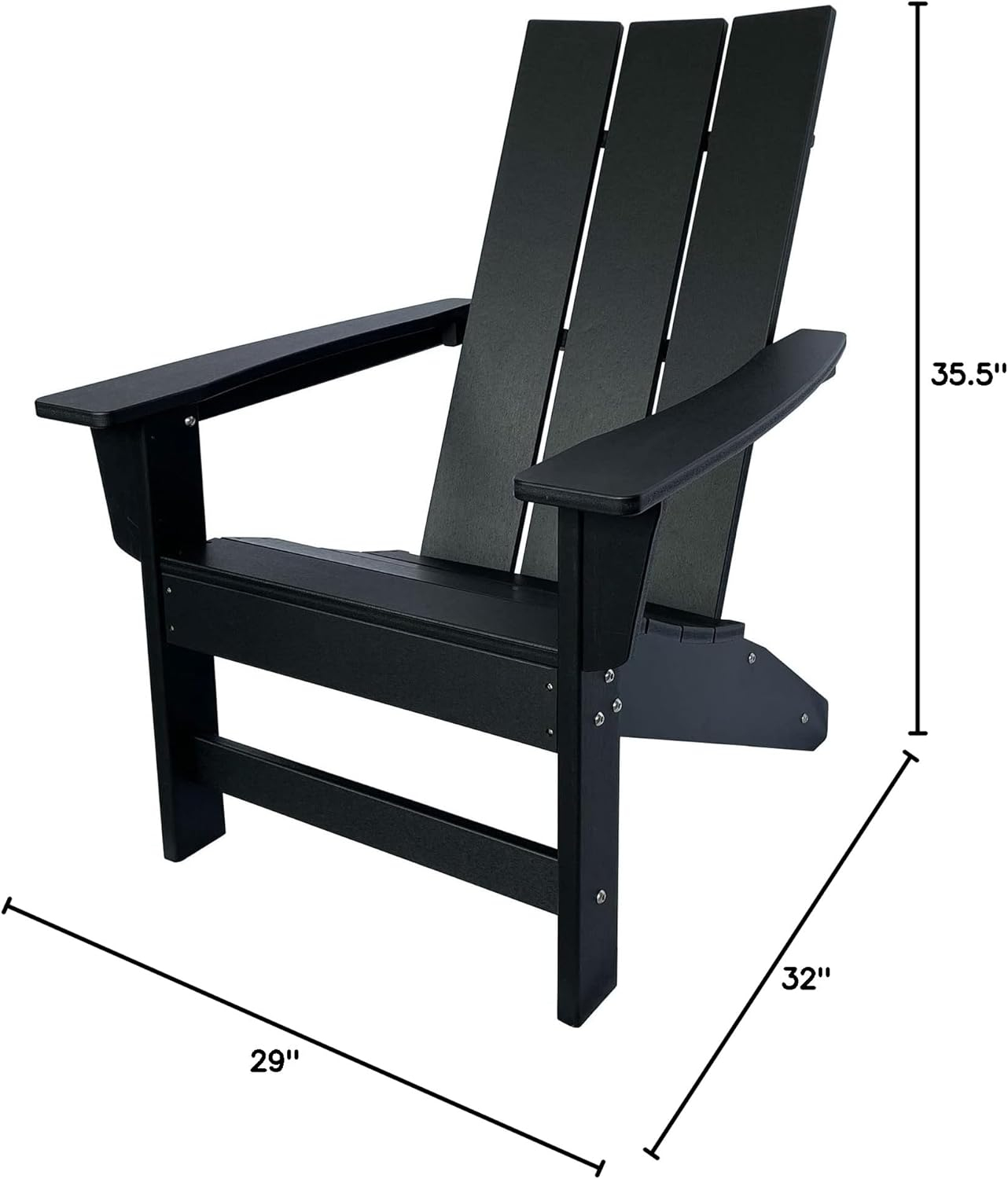 Black HDPE Modern Adirondack Chair with Arms