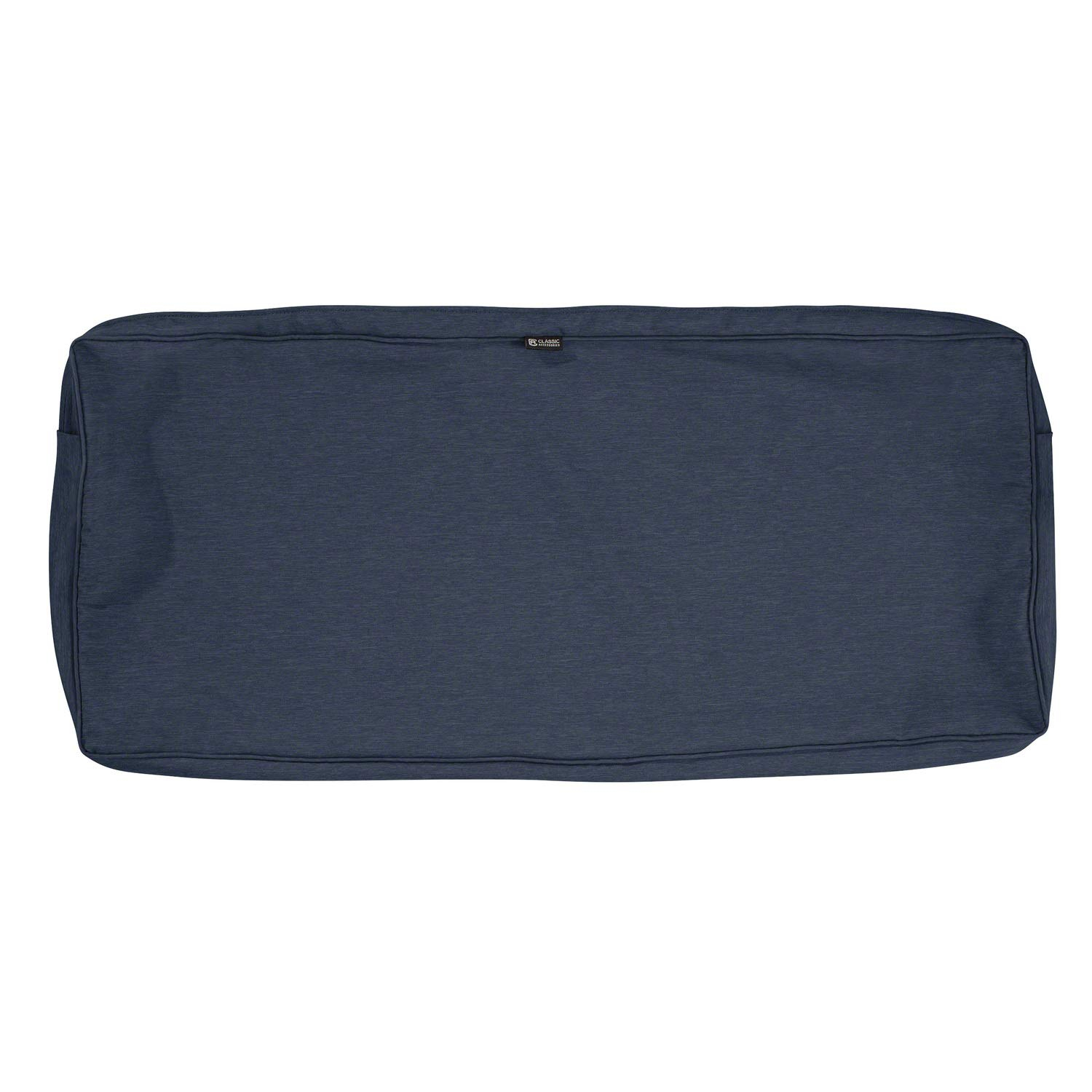 Classic Accessories Montlake FadeSafe Patio Bench/Settee Cushion Slip Cover - 3" Thick - Heavy Duty Outdoor Patio Cushion with Water Resistant Backing, Heather Indigo Blue, 54"W x 18"D x 3"T