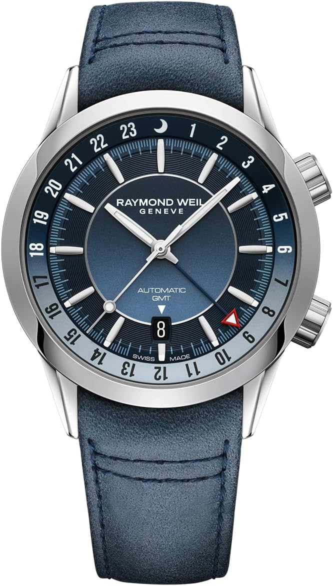 Raymond Weil Freelancer Automatic GMT Blue Dial Leather Strap Men's Watch 2761-STC-50001