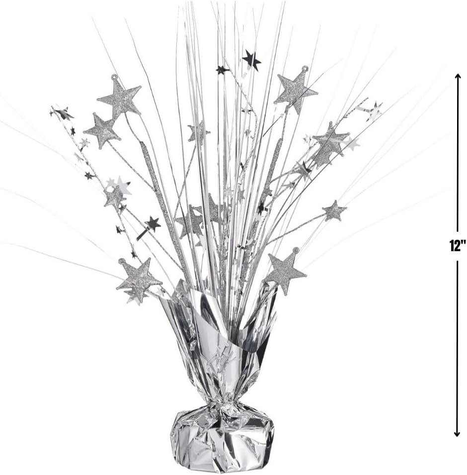 Vibrant Silver Foil Spray Centerpiece - 12" (Pack of 1) - Ideal for Parties, Events & Celebrations