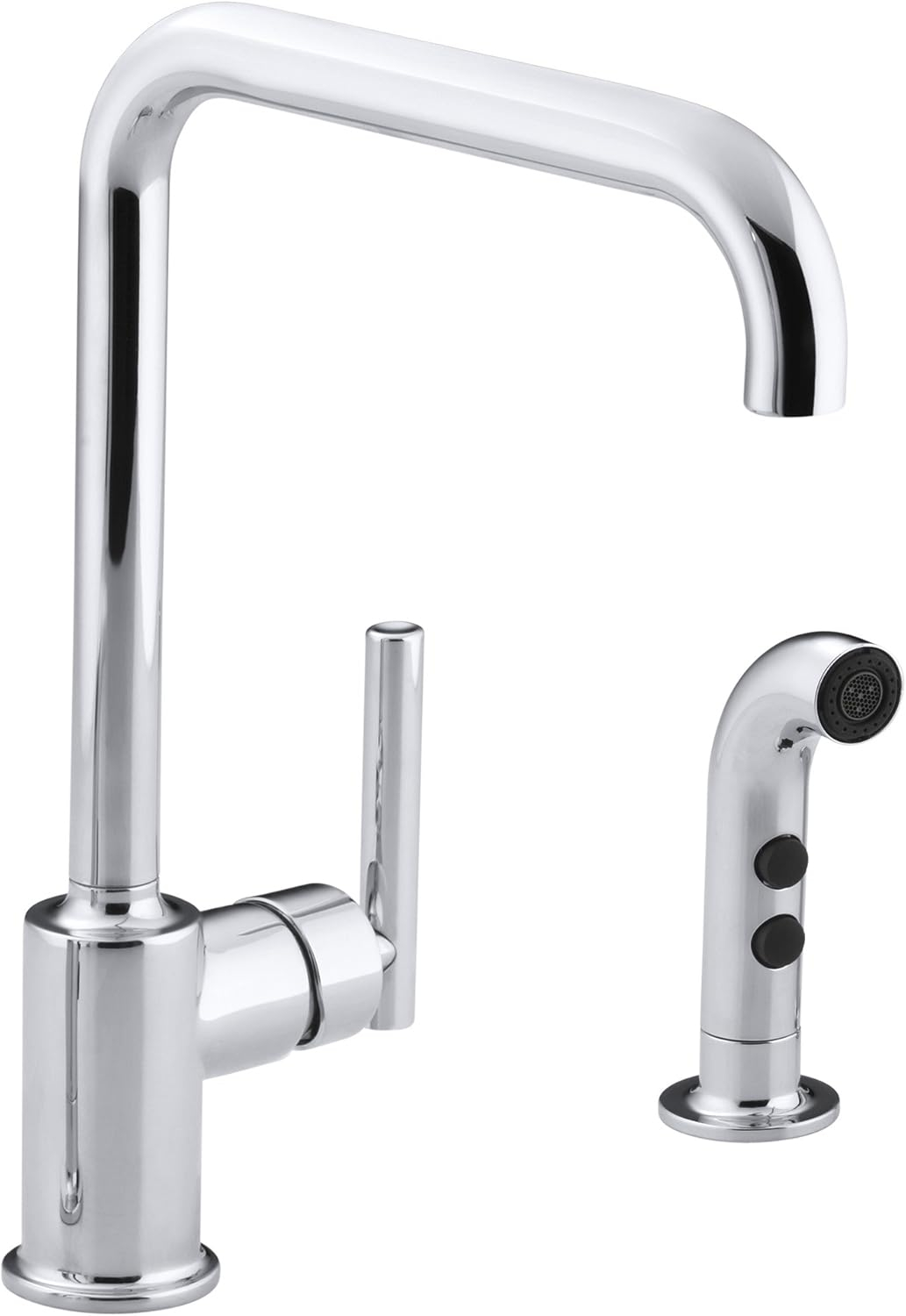 Purist® Two-Hole Kitchen Sink Faucet with 8" Spout and Matching Finish Sidespray