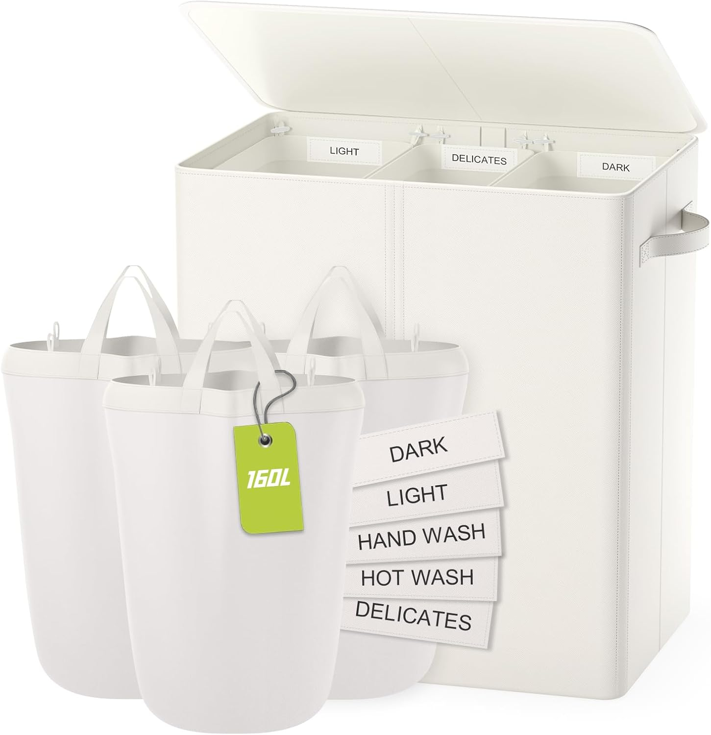 Latitude Run® 160L Laundry Hamper 3 Section, Dirty Clothes Hamper With Lid