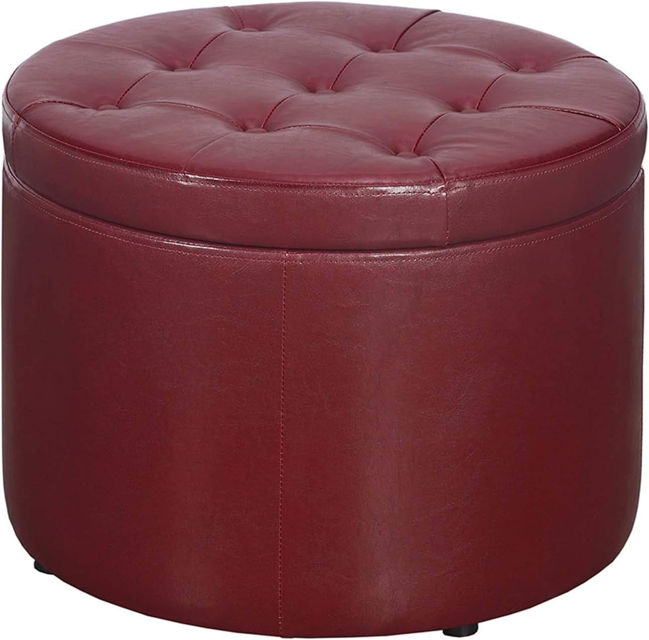 Convenience Concepts Designs4Comfort Round Shoe Ottoman, Burgandy