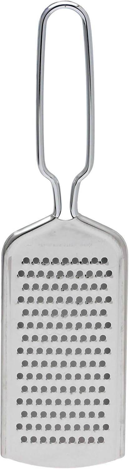 HIC 8.5" Stainless Steel Handy Grater Zester - Grates Hard & Soft Cheeses, Ginger, Chocolate, Citrus