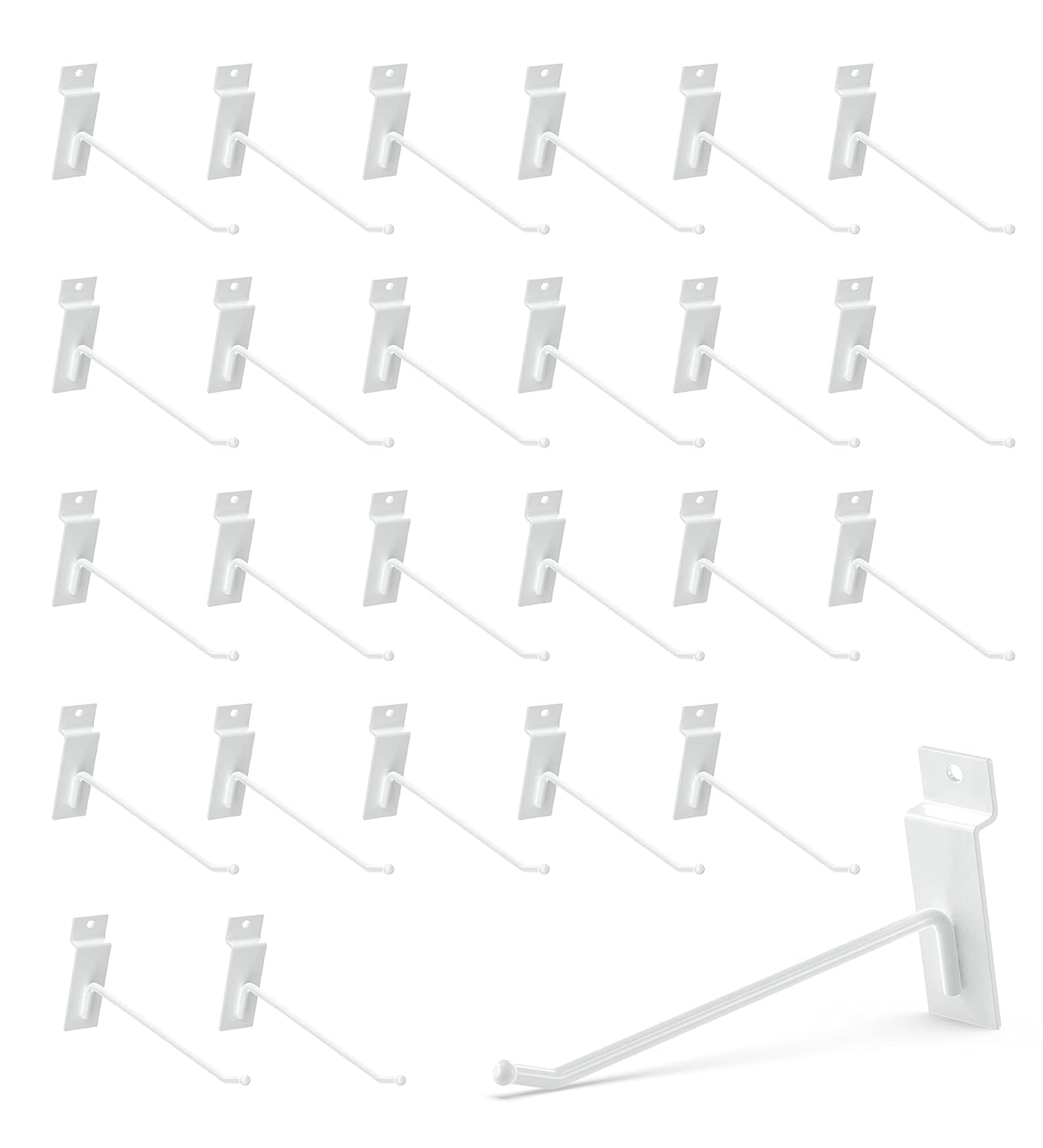 POETISKE Slatwall Hooks 32PC 8inch Slatwall Accessories Garage Organization Heavy Duty Pegboard Gridwall Display Hooks for Retail White