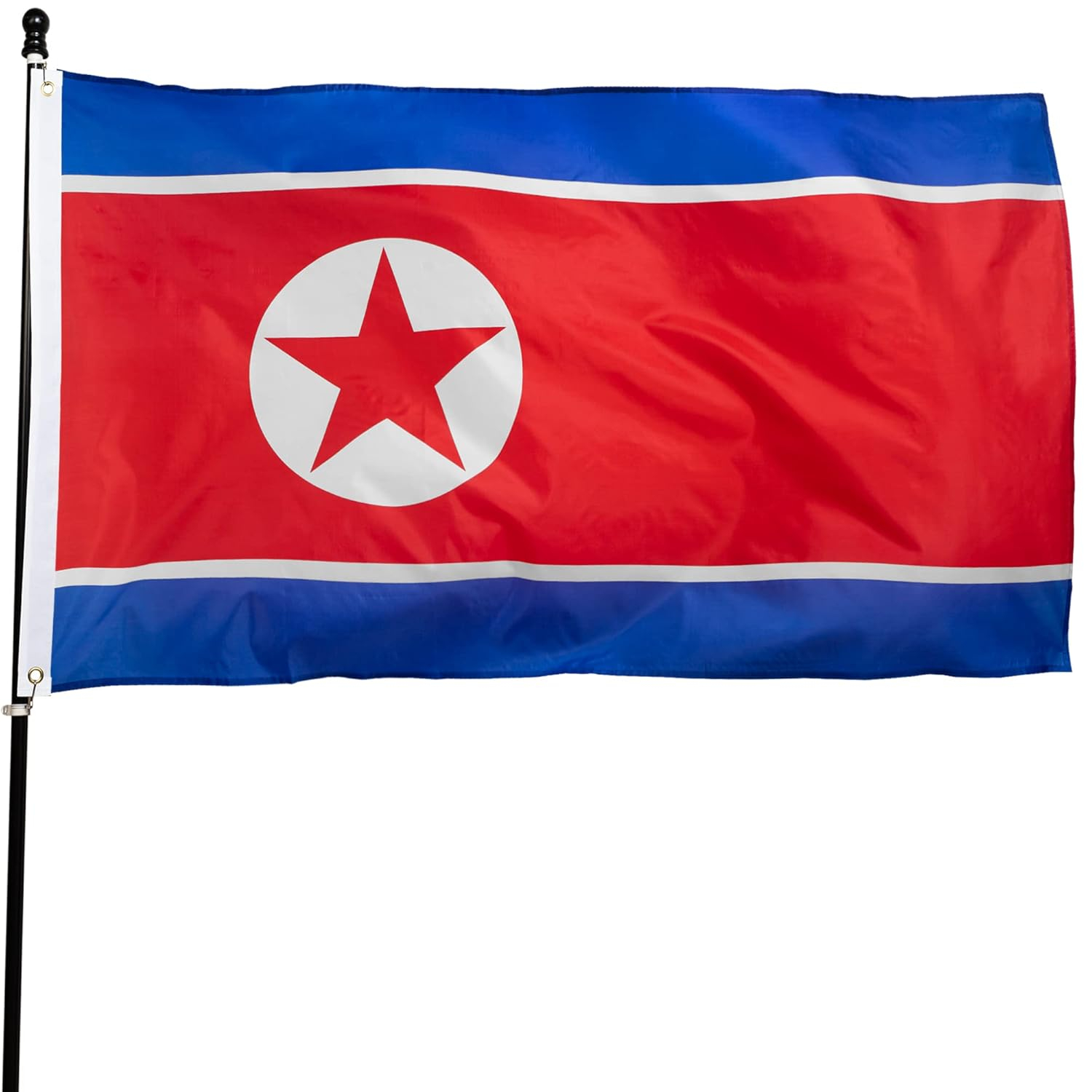 North Korea Flag 3x5 Foot Polyester with Brass Grommets