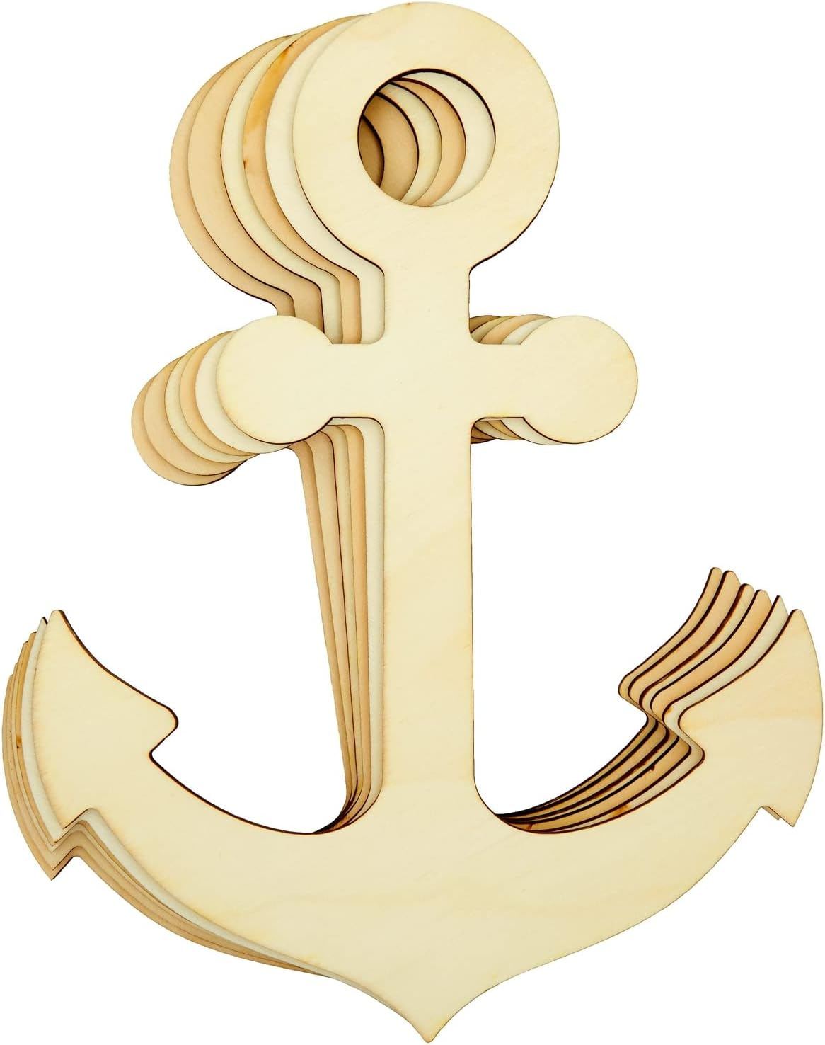 6 Pack Unfinished Wooden Anchors for Crafts, Nautical Wood Cutouts for DIY Projects, Nautical Decor (11.6 x 8.8 In)