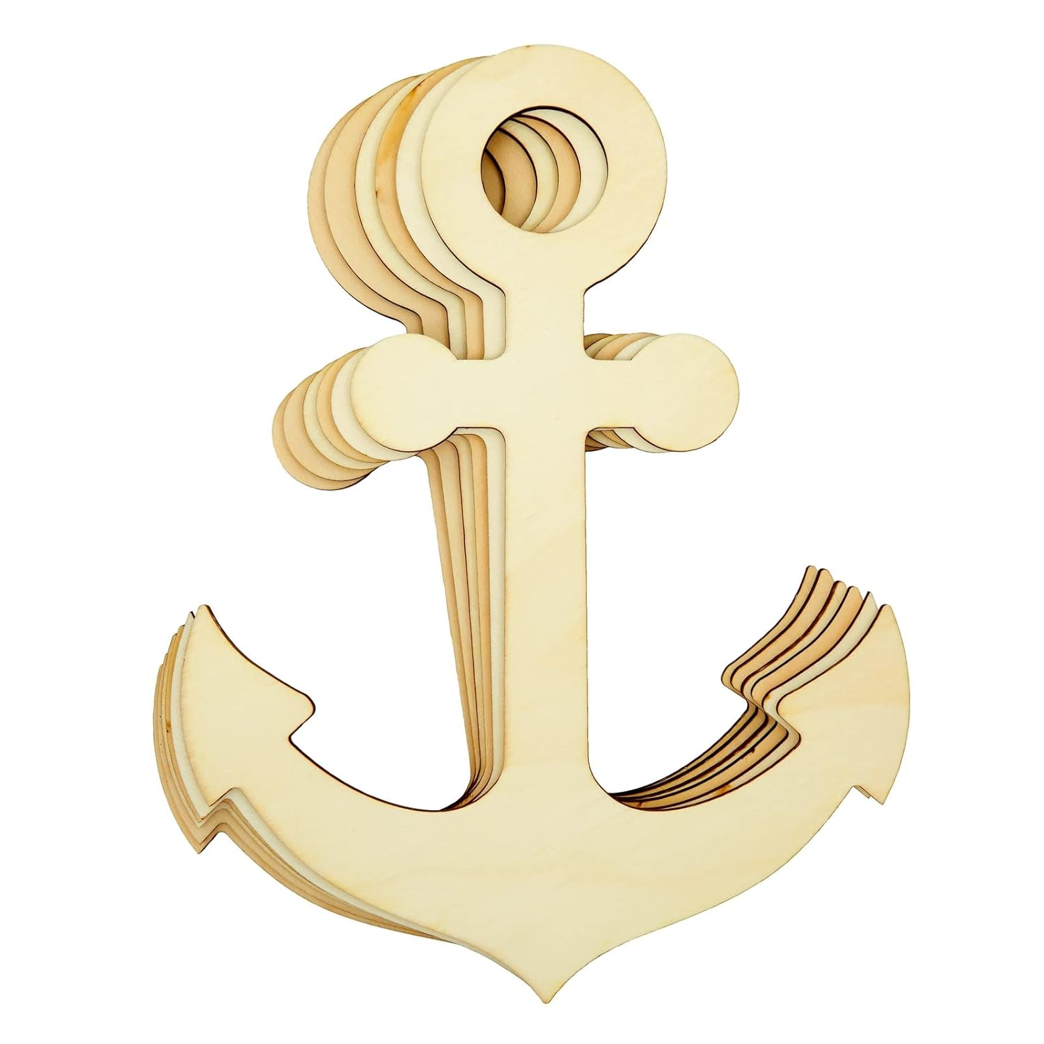 6 Pack Unfinished Wooden Anchors for Crafts, Nautical Wood Cutouts for DIY Projects, Nautical Decor (11.6 x 8.8 In)