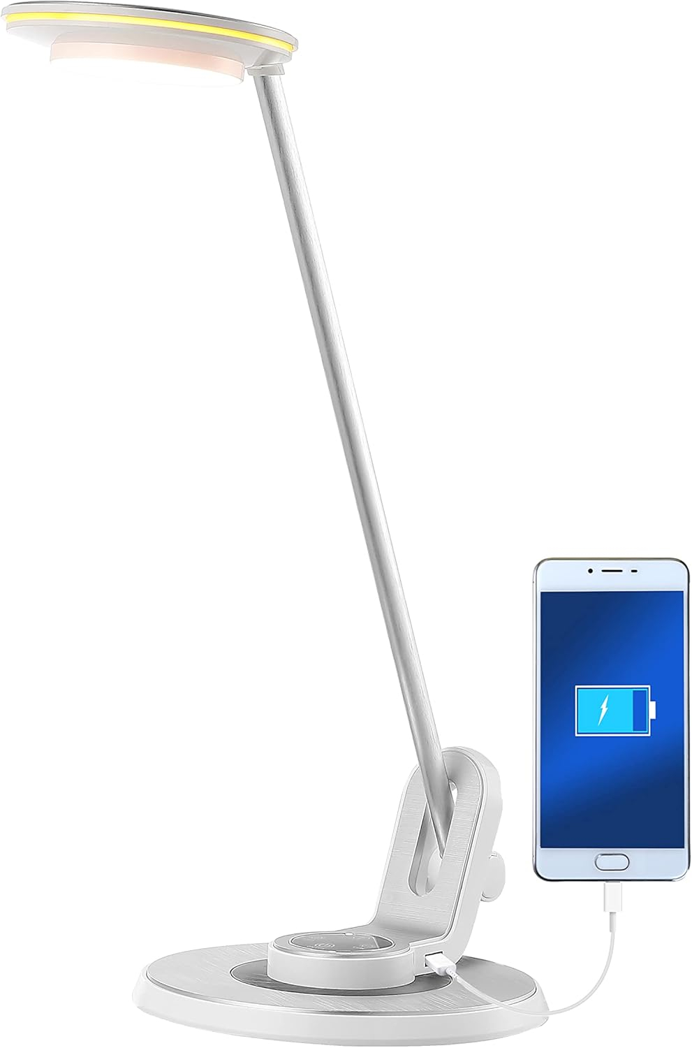 JONATHAN Y JYL7701B Dixon 18.5" Aluminum Contemporary Farmhouse Minimalist Adjustable Dimmable USB Charging LED Task Lamp for Bedroom Living Room Office, Silver