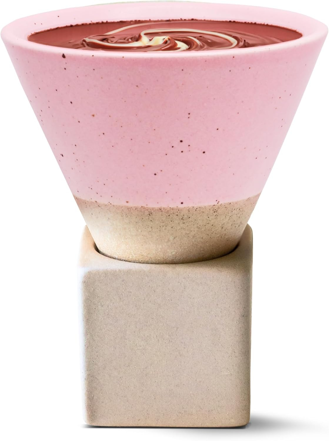 Pink Ceramic Triangular Cone Coffee Mug with Base, 6.8 oz