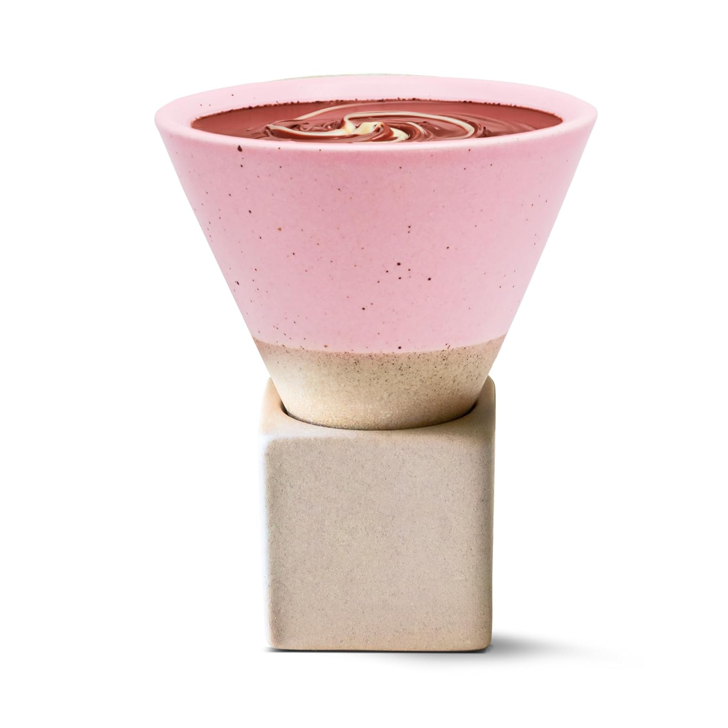 Pink Ceramic Triangular Cone Coffee Mug with Base, 6.8 oz