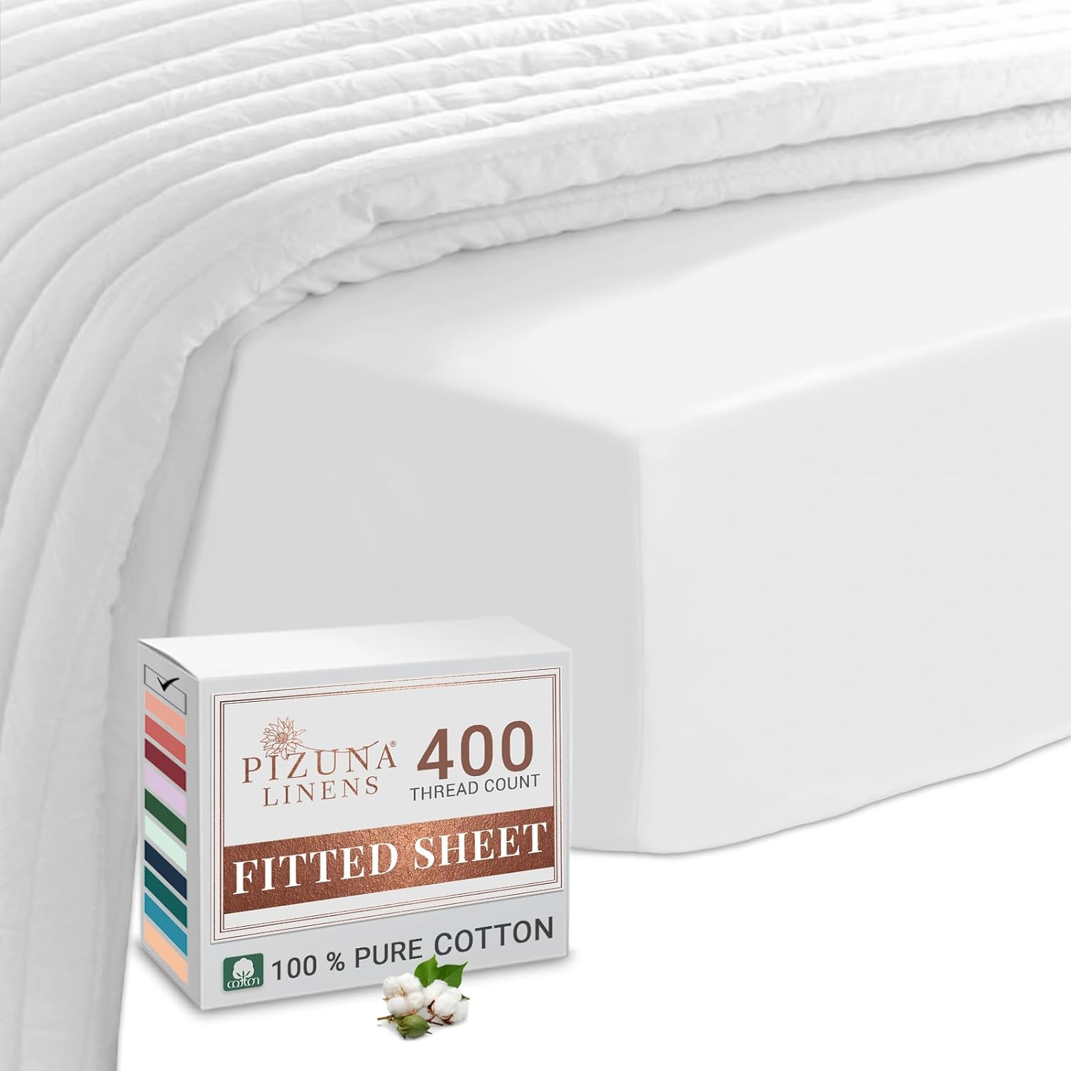 Cotton Fitted Sheet Full White, 1Pc 400 Thread Count 100% Long Staple Cotton Luxurious Sateen Fitted Bed Sheets Full, All Around Elastic Deep Poxket Sheet Fits Mattress Upto 15 Inch By Pizuna