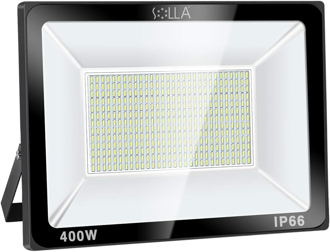 SOLLA 400W LED Stadium Flood Light Outdoor, 2140W Equivalent, 32000LM Super Bright Outdoor Security Lights, IP66 Waterproof, 6000K Daylight White, Commercial Lighting for Sports Fields and Counts