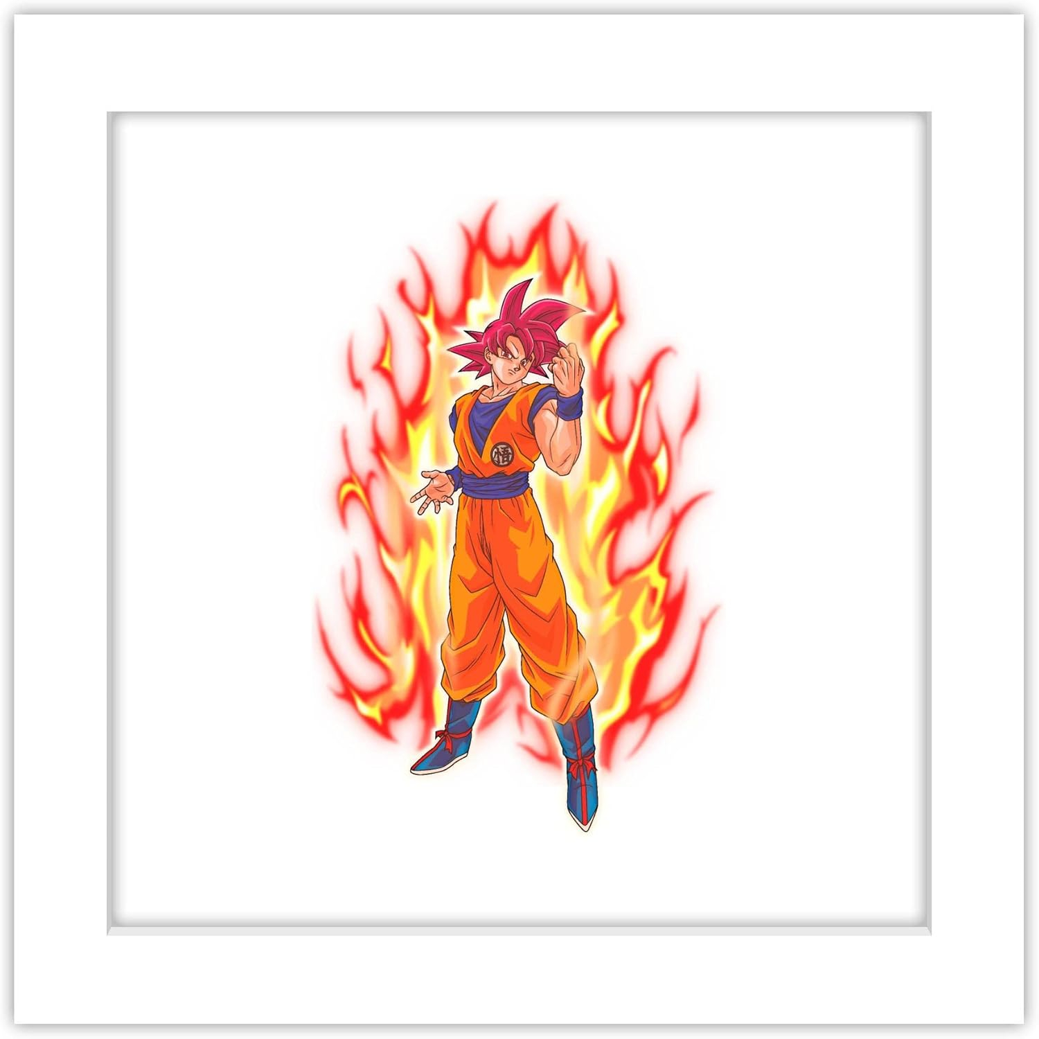 Gallery Pops Dragon Ball: Super - Super Saiyan God Goku Wall Art, White Framed Version, 12" x 12"