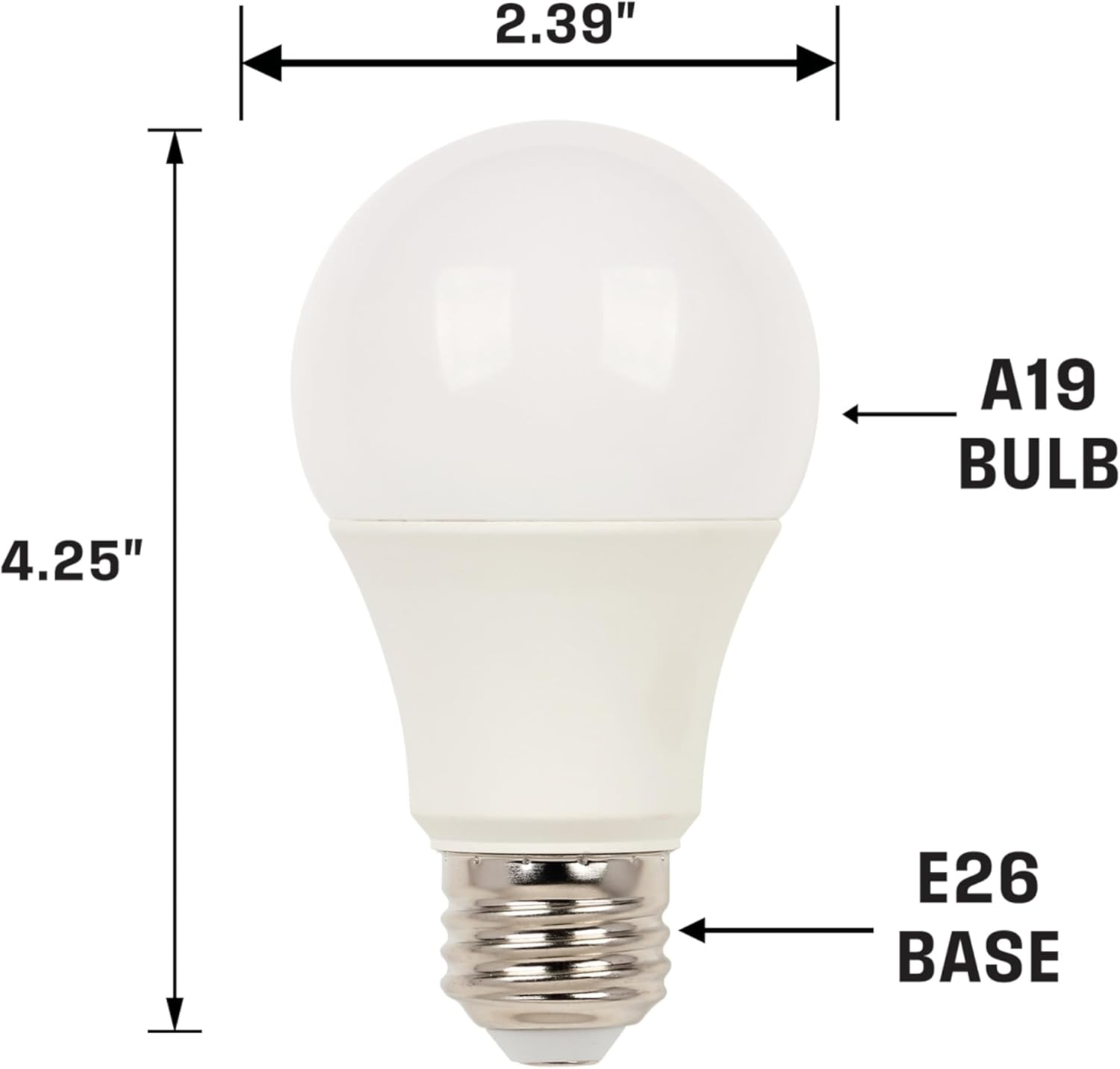 Bright White Frosted LED Light Bulb, Medium Base, 2 Pack