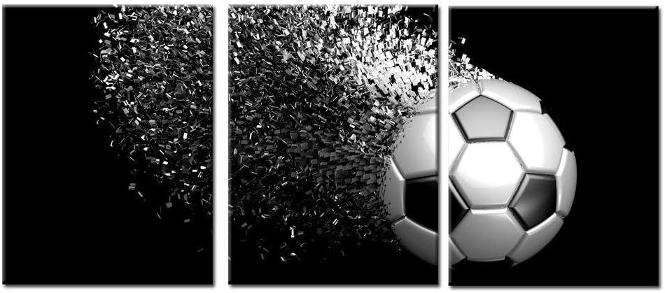 Black and White Soccer Ball Canvas Print Set for Kids' Room
