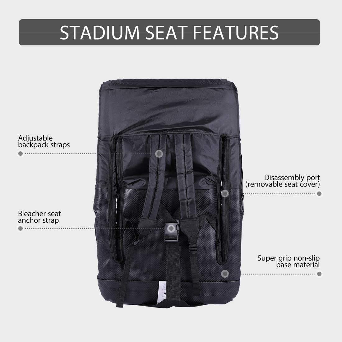 SPECSTAR Foldable Stadium Seat Chair for Bleachers with Padded Back Support and Armrests 2 pack